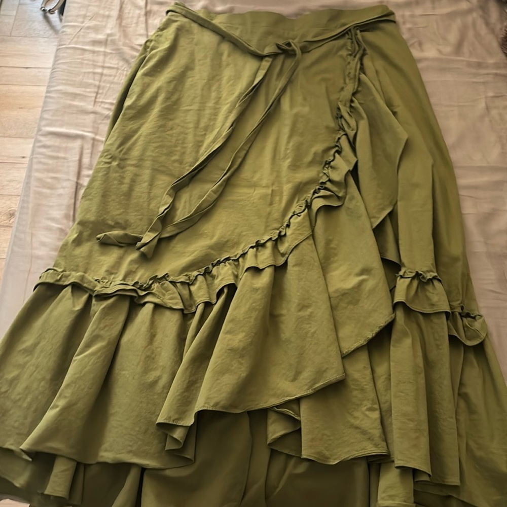 Olive green Anthropologie Maxi Skirt